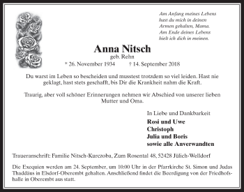 Anzeige von Anna Nitsch von  Werbepost 