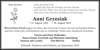 Anzeige von Anni Grzesiak von  Werbepost 