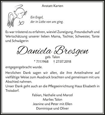 Anzeige von Daniela Bresgen von  Extra Blatt 