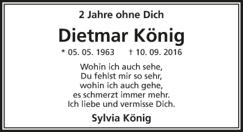 Anzeige von Dietmar König von  Lokalanzeiger 