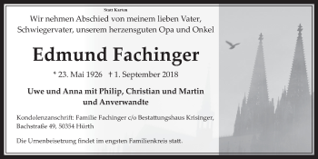 Anzeige von Edmund Fachinger von  Wochenende 