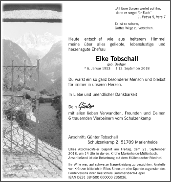 Anzeige von Elke Tobschall von Kölner Stadt-Anzeiger / Kölnische Rundschau / Express