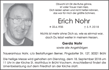Anzeige von Erich Nohr von  Schlossbote/Werbekurier 