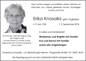 Anzeige von Erika Knosalla von  Schlossbote/Werbekurier 
