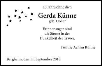 Anzeige von Gerda Künne von Kölner Stadt-Anzeiger / Kölnische Rundschau / Express