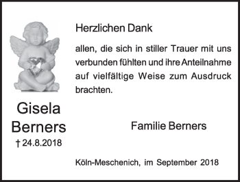 Anzeige von Gisela Berners von  Schlossbote/Werbekurier 