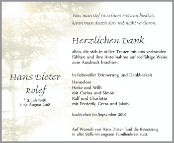 Anzeige von Hans Dieter Rolef von  Blickpunkt Euskirchen 