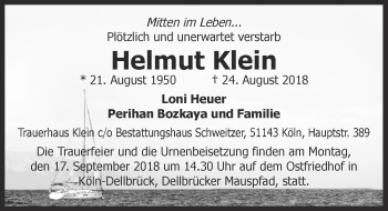 Anzeige von Helmut Klein von  Lokale Informationen 