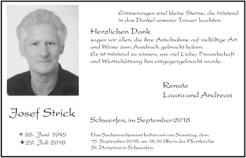 Anzeige von Josef Strick von  Blickpunkt Euskirchen 