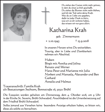 Anzeige von Katharina Krah von  Schlossbote/Werbekurier 