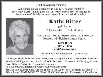 Anzeige von Kathi Bitter von  Werbepost 
