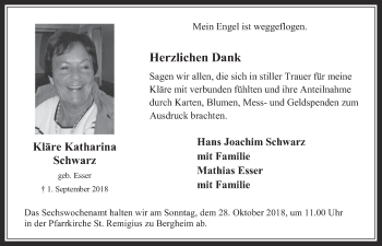 Anzeige von Kläre Katharina Schwarz von  Werbepost 