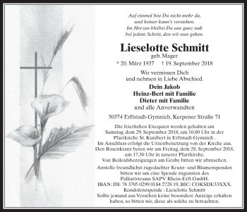 Anzeige von Lieselotte Schmitt von  Werbepost 