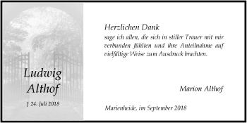 Anzeige von Ludwig Althof von  Anzeigen Echo 