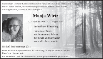 Anzeige von Manja Wirtz von  Werbepost 