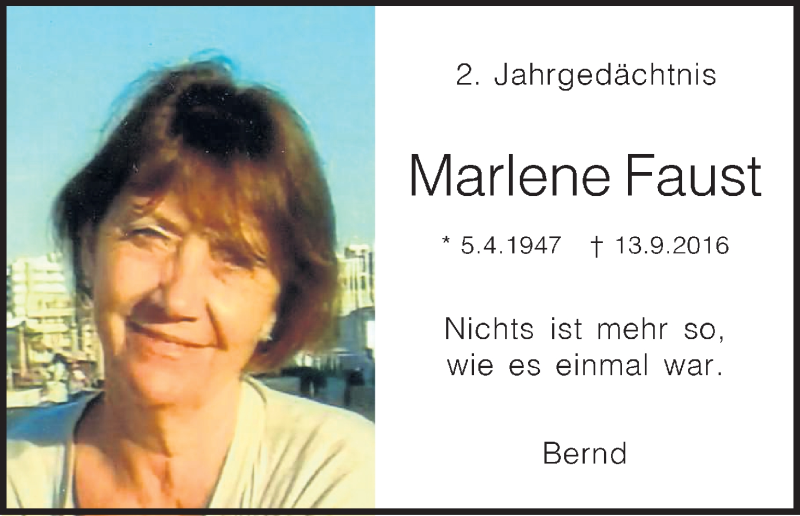  Traueranzeige für Marlene Faust vom 13.09.2018 aus Kölner Stadt-Anzeiger / Kölnische Rundschau / Express