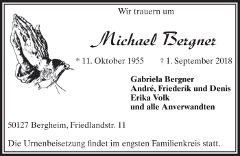 Anzeige von Michael Bergner von  Sonntags-Post 
