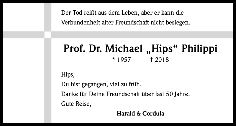  Traueranzeige für Michael Philippi vom 15.09.2018 aus Kölner Stadt-Anzeiger / Kölnische Rundschau / Express
