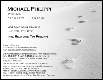 Anzeige von Michael Philippi von Kölner Stadt-Anzeiger / Kölnische Rundschau / Express