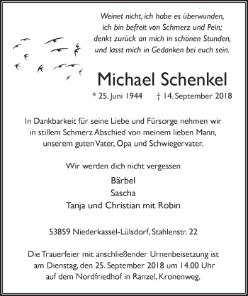 Anzeige von Michael Schenkel von  Extra Blatt 