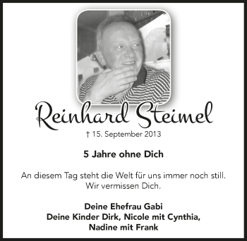 Anzeige von Reinhard Steimel von  Lokalanzeiger 