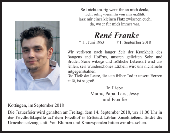 Anzeige von René Franke von  Werbepost 