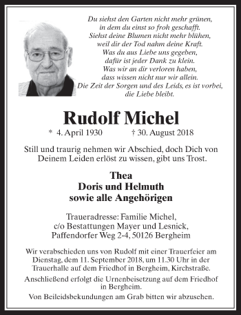 Anzeige von Rudolf Michel von  Werbepost 