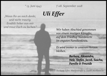 Anzeige von Uli Effer von Kölner Stadt-Anzeiger / Kölnische Rundschau / Express
