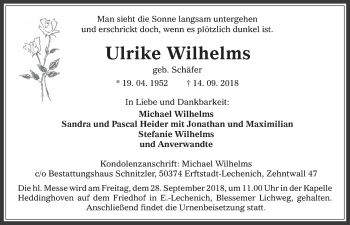 Anzeige von Ulrike Wilhelms von  Werbepost 