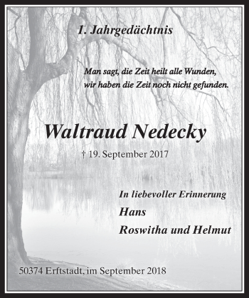 Anzeige von Waltraud Nedecky von  Werbepost 