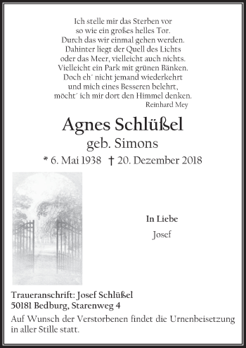 Anzeige von Agnes Schlüßel von  Werbepost 