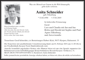 Anzeige von Anita Schneider von  Werbepost 