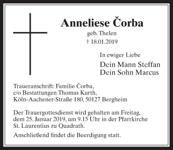 Anzeige von Anneliese Corba von  Werbepost 