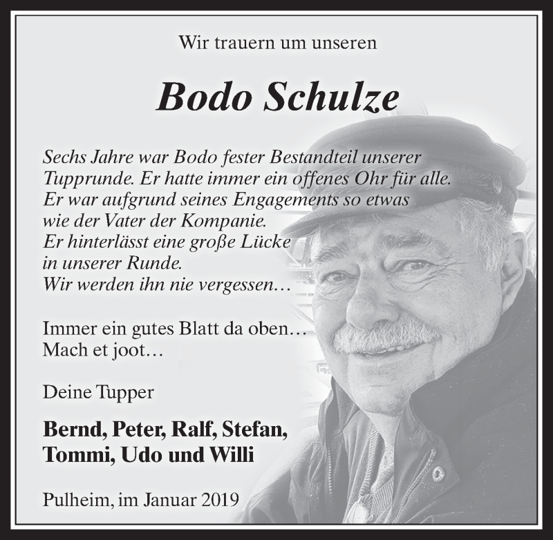  Traueranzeige für Bodo Schulze vom 23.01.2019 aus  Wochenende 