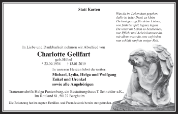Anzeige von Charlotte Gellfart von  Sonntags-Post 
