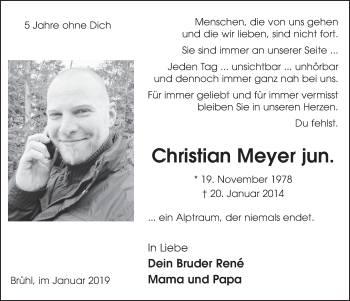 Anzeige von Christian Meyer jun. von  Schlossbote/Werbekurier 