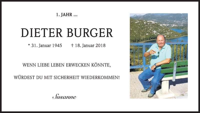  Traueranzeige für Dieter Burger vom 19.01.2019 aus Kölner Stadt-Anzeiger / Kölnische Rundschau / Express