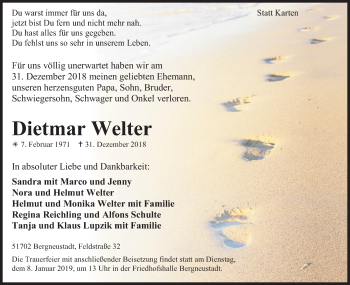 Anzeige von Dietmar Welter von Kölner Stadt-Anzeiger / Kölnische Rundschau / Express