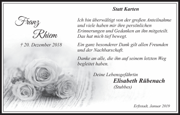 Anzeige von Franz Rhiem von  Werbepost 