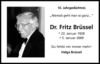 Anzeige von Fritz Brüssel von Kölner Stadt-Anzeiger / Kölnische Rundschau / Express