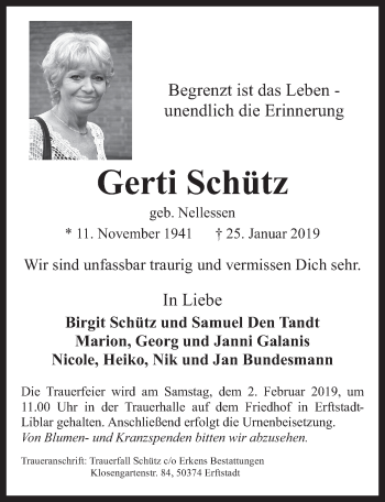 Anzeige von Gerti Schütz von  Werbepost 