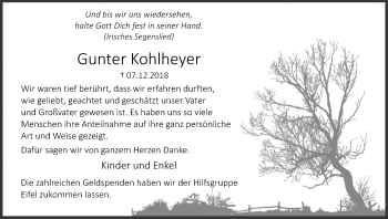 Anzeige von Gunter Kohlheyer von Kölner Stadt-Anzeiger / Kölnische Rundschau / Express