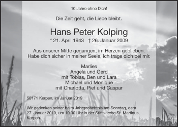 Anzeige von Hans Peter Kolping von  Werbepost 