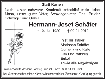 Anzeige von Hermann-Josef Schäfer von  Schlossbote/Werbekurier 