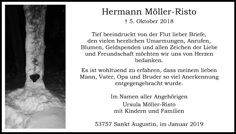  Traueranzeige für Hermann Möller-Risto vom 26.01.2019 aus Kölner Stadt-Anzeiger / Kölnische Rundschau / Express