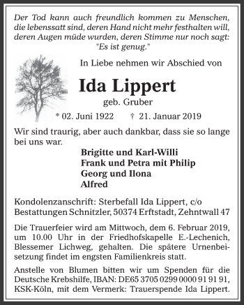 Anzeige von Ida Lippert von  Werbepost 