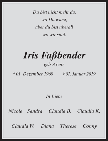 Anzeige von Iris Faßbender von  Werbepost 