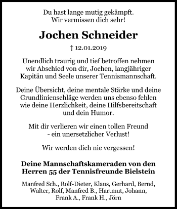 Anzeige von Jochen Schneider von Kölner Stadt-Anzeiger / Kölnische Rundschau / Express