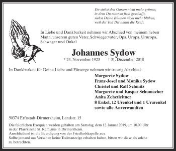 Anzeige von Johannes Sydow von  Werbepost 