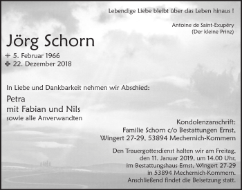 Anzeige von Jörg Schorn von  Blickpunkt Euskirchen 